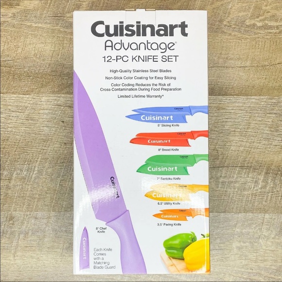 Cuisinart Advantage 12pc Knife Set Multi Colored C55-01-12PCKSB Matching Guard